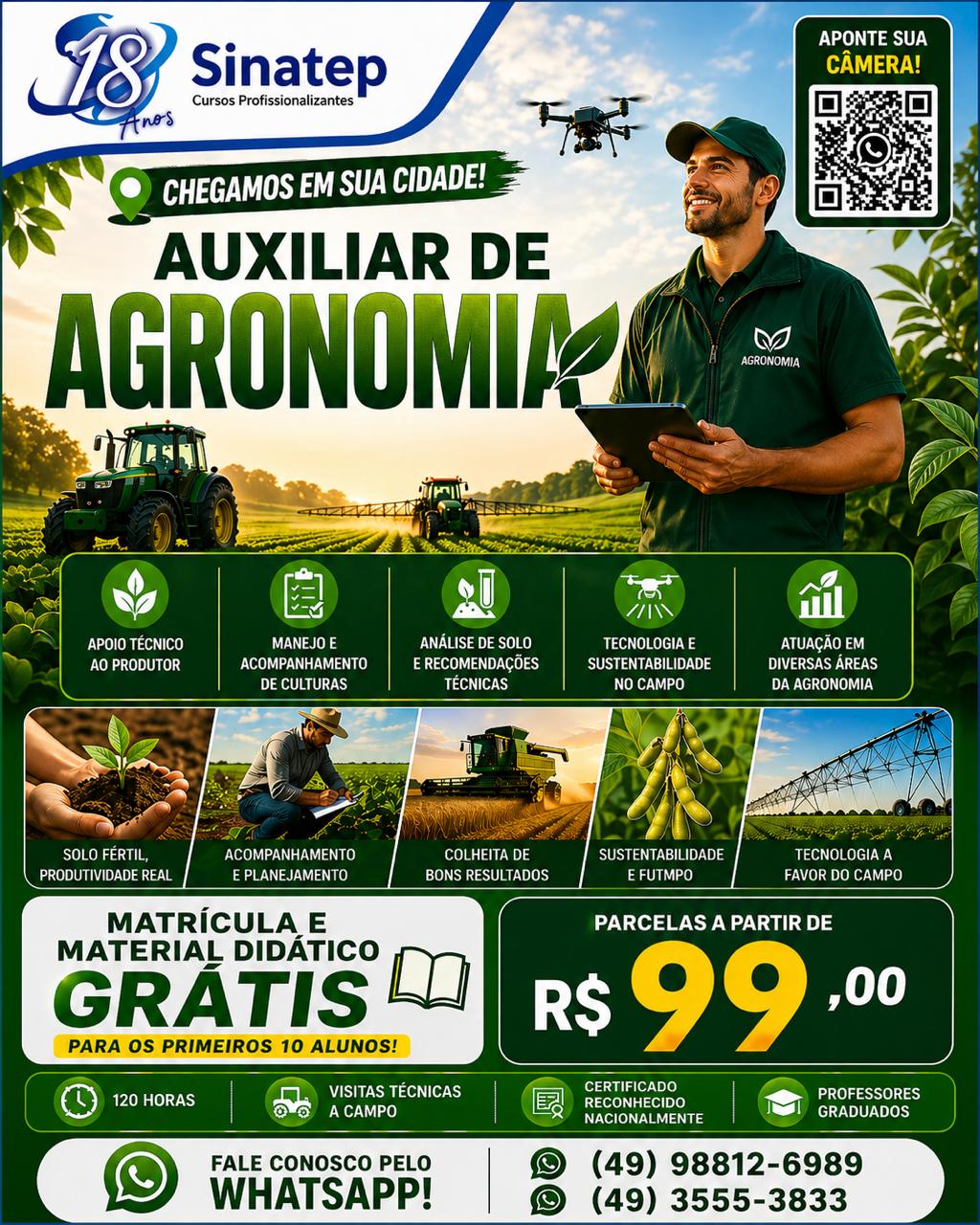 Imagem: Curso de Auxiliar de Agronomia em Não-Me-toque. O auxiliar de agronomia é um profissional essencial no dia a dia das pro...