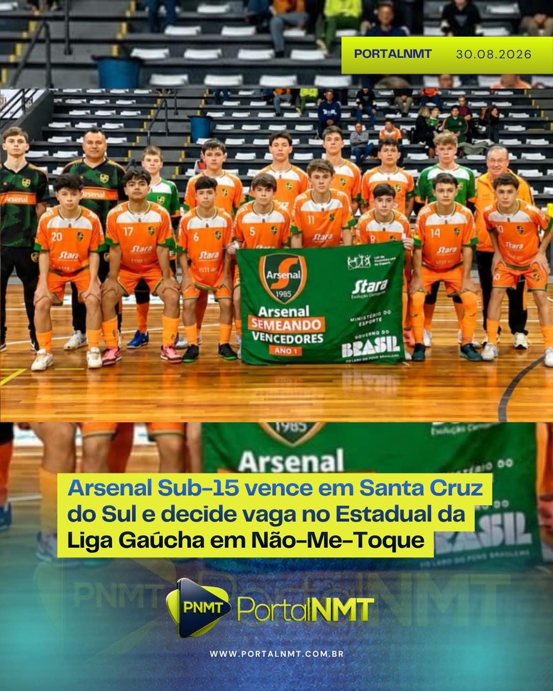 Imagem: Arsenal Sub-15 vence em Santa Cruz do Sul e decide vaga no Estadual da Liga Gaúcha em Não-Me-Toque A equipe Sub-15 do Ar...
