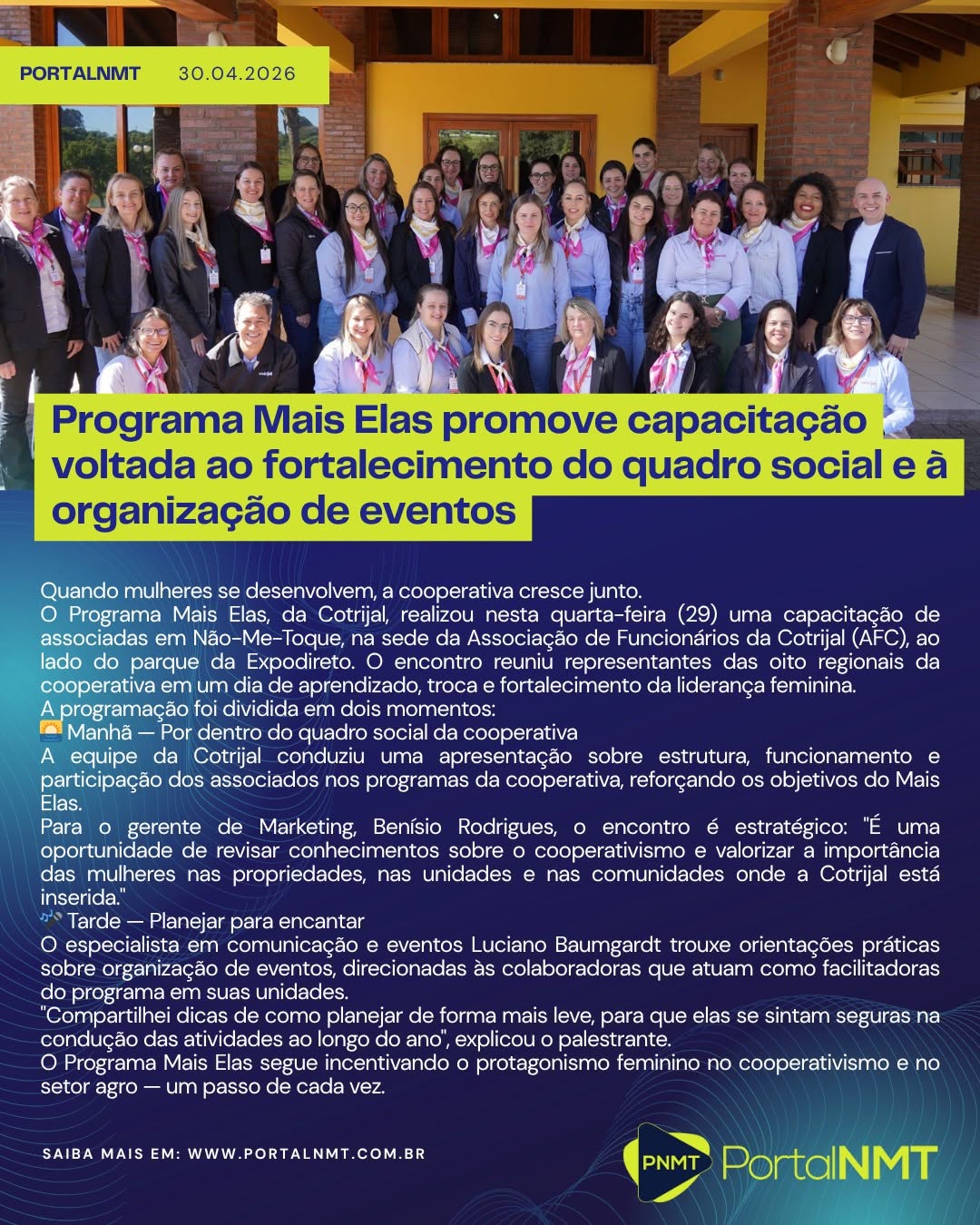Imagem: Programa Mais Elas da Cotrijal reúne associadas de oito regionais em capacitação sobre liderança e cooperativismo Quando...