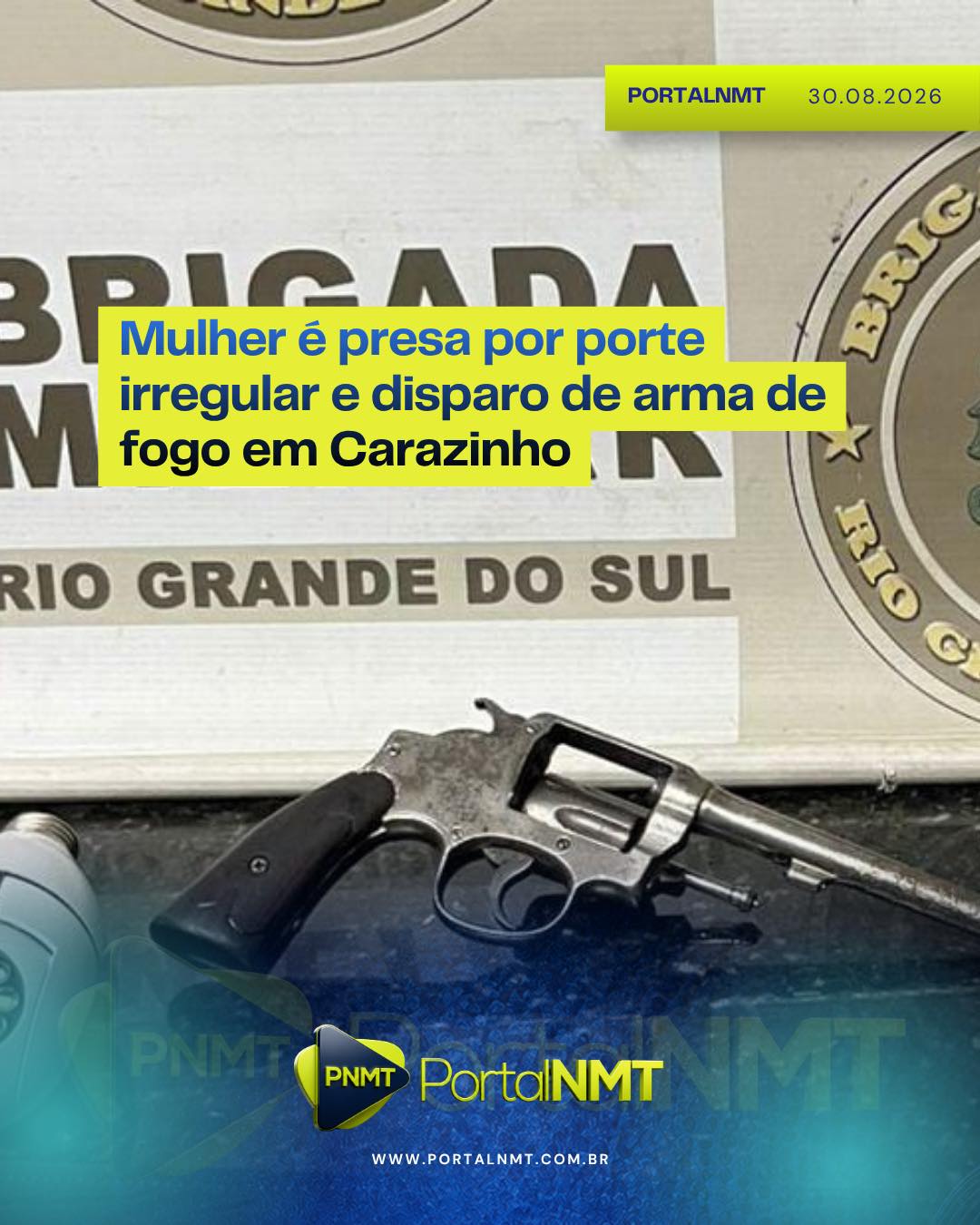 Imagem: Mulher é presa por porte irregular e disparo de arma de fogo em Carazinho A Brigada Militar de Carazinho prendeu na noit...