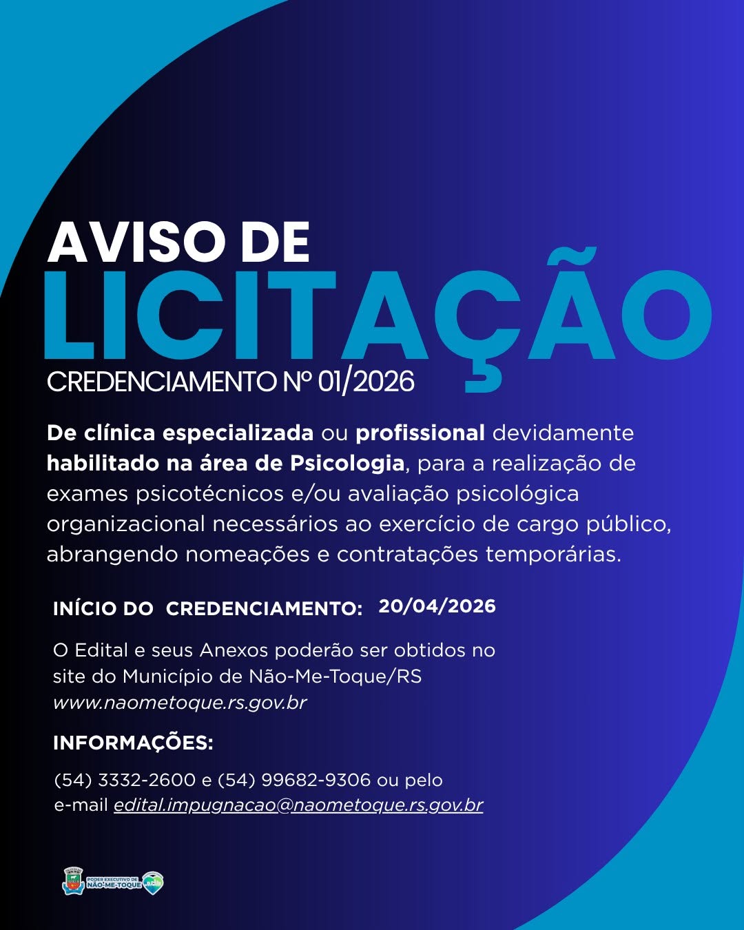 Imagem: Informações: ☎(54) 3332-2600 e (54) 99682-9306 ou pelo e-mail: edital.